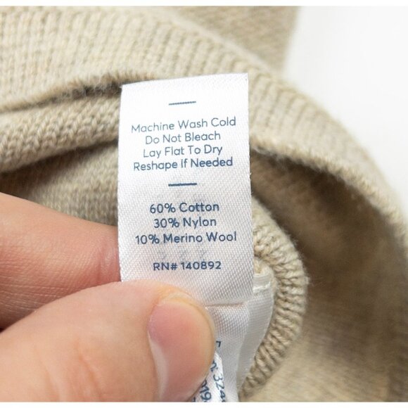 Marine Layer Striped Sweater Men's Medium Beige Blue Merino Wool Blend Collared - Picture 8 of 14